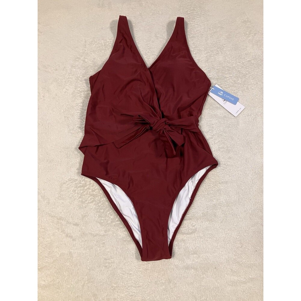 NWT Burgandy Cupshe One Piece Swimsuit Size Small Beach Attire Swimming Pool